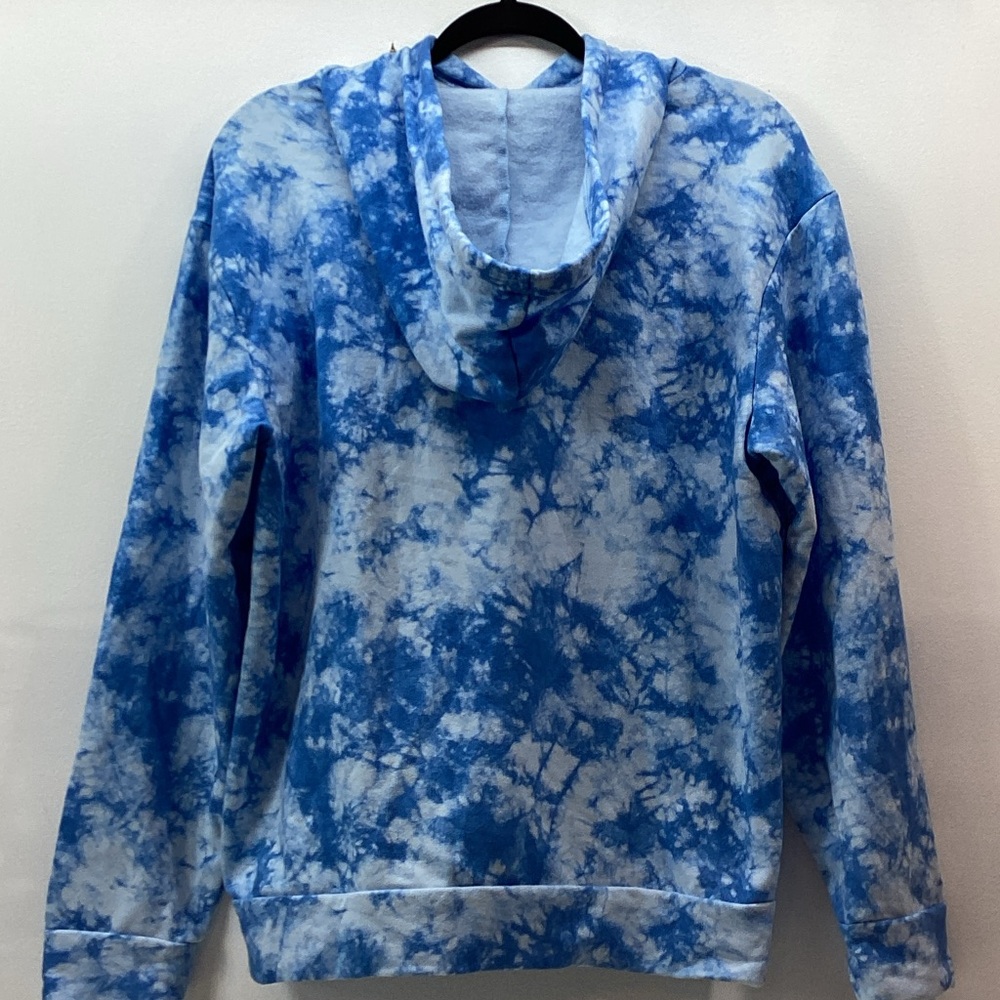 Blue Tie-Dye Hoodie with Black Graphic - Picture 3 of 4